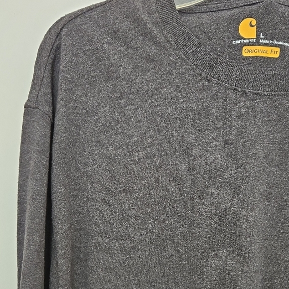 Carhartt Crewneck In Carbon Heather Workwear Pocket Long Sleeve Tee - Picture 5 of 7
